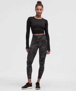 Lululemon Wunder Train High-Rise Tight 25" Hidden Heritage Lace Black Multi SZ 0